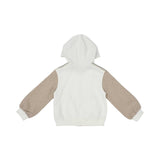 Eleventy Kids girl's beige and white jogging jacket back view.