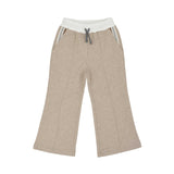Eleventy Kids girl's clothing set featuring a cream and sand-color jogging bottom.