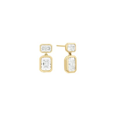 Shashi Emerald Baguette Drop Earring Gold