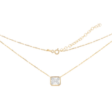 Shashi Emerald Baguette Gold Necklace – Elegant Solitaire Crystal Pendant