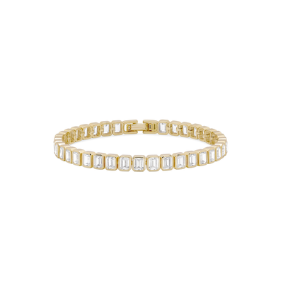 Shashi Emerald Cut Baguette Tennis Bracelet Gold