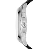 Emporio Armani Chronograph Paolo Gents Black Dial Black Leather Strap Watch