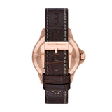 Emporio Armani Men's Three-Hand Date, Rose Gold-Tone Case Brown Leather Stap Watch