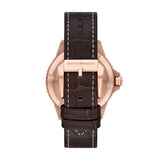Emporio Armani Men's Three-Hand Date, Rose Gold-Tone Case Brown Leather Stap Watch