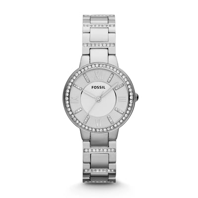 Fossil Virginia Ladies Silver Dial Stainless Steel Watch