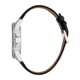 Esprit Leo III Gents White Dial Silver Stainless Steel Case Black Leather Strap Watch