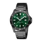 Esprit Leo III Gents Green Dial Black Stainless Steel Watch