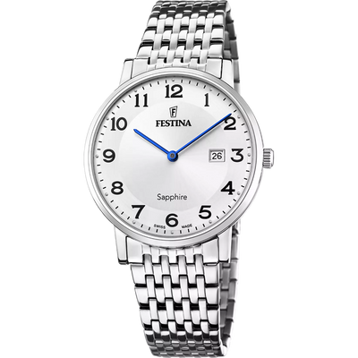Festina Men's Grey Dial Silver 316L Stainless Steel Watch