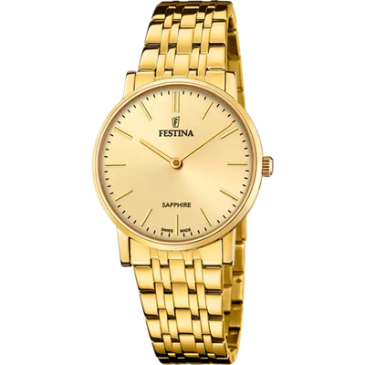 Festina Swiss Made Ladies Beige Dial Gold Tone Stainless Steel Watch