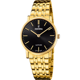 Festina Classics Swiss Made Ladies Black Dial Gold Stainless Steel  Watch