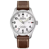 Festina F20151/1 Gents Automatic White Dial Brown Leather Strap Watch