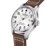 Festina F20151/1 Gents Automatic White Dial Brown Leather Strap Watch