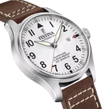 Festina F20151/1 Gents Automatic White Dial Brown Leather Strap Watch