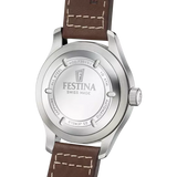 Festina F20151/1 Gents Automatic White Dial Brown Leather Strap Watch