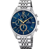 Festina Timeless Chronograph Gents Blue Dial Stainless Steel Watch