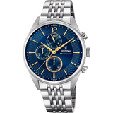 Festina Timeless Chronograph Gents Blue Dial Stainless Steel Watch