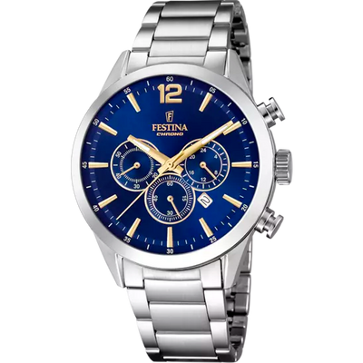 Festina Chrono Men's Blue Dial Silver Watch
