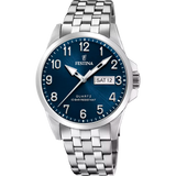 Festina Classics Men's Blue Dial Stainless Steel Strap Watch, .