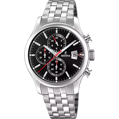 Festina Timeless Chronograph Men's Black Dial Stainless Steel Watch
