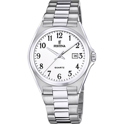 Festina Classics Men's White Dial Stainless Steel Watch