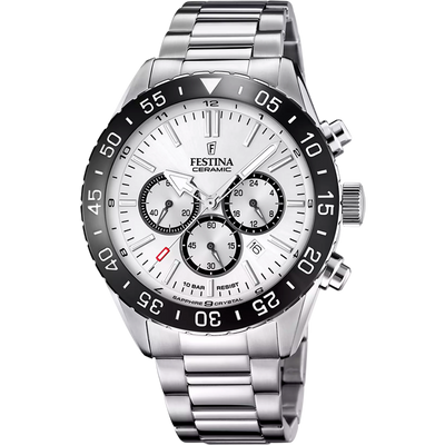 Festina Ceramic Men's White Dial Stainless Steel Watch