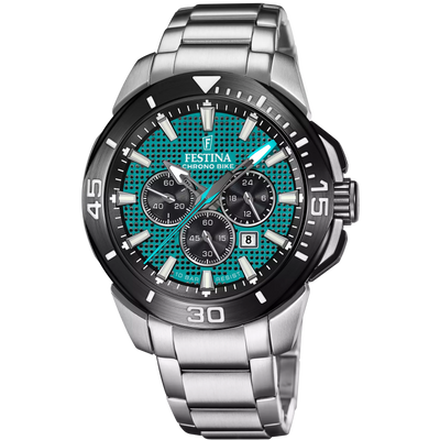 Festina Chrono Bike Men's Green Dial Stainless Steel 316L Strap Watch