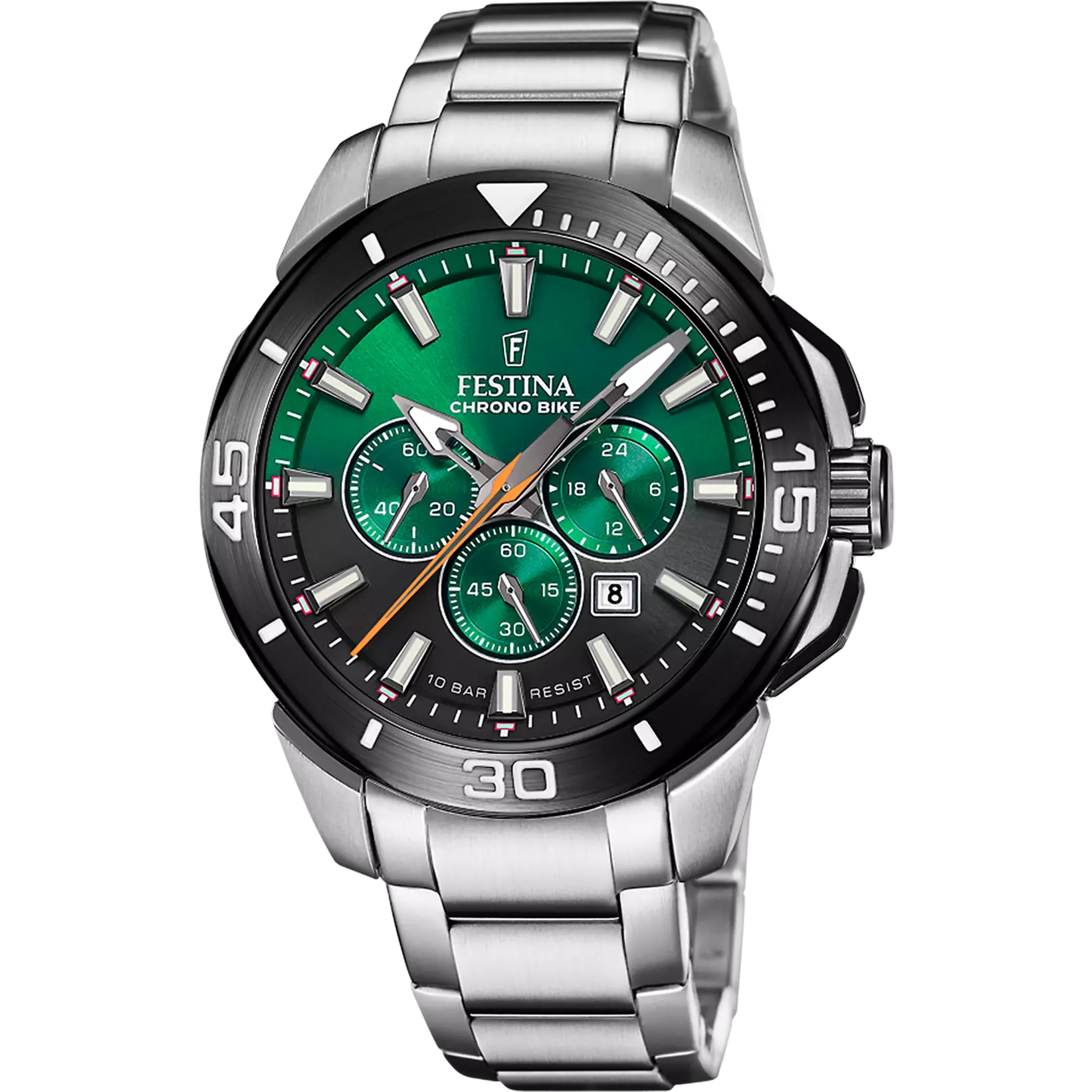 Festina Chrono Bike Men's Green Dial Stainless Steel Strap Watch | Fashion Watches | GCC | Men | Mens | Mens Watches Festina Chrono Bike Men's Green Dial Stainless Steel Strap Watch | Fashion Watches | GCC | Men | Mens | Mens Watches