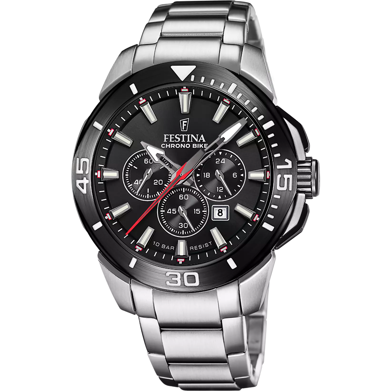 Festina Chrono Bike Men's Black Dial With Stainless Steel Strap Watch | Fashion Watches | GCC | Men | Mens | Mens Watches Festina Chrono Bike Men's Black Dial With Stainless Steel Strap Watch | Fashion Watches | GCC | Men | Mens | Mens Watches