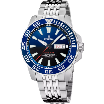 Festina Men's Blue Dial Stainless Steel Watch