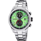 Festina Timeless Chronograph Gents Green Dial Stainless Steel Watch