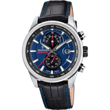 Festina Timeless Chronograph Gents Blue Dial Black Leather Strap Watch