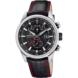 Festina Timeless Chronograph Gents Black Dial Black Leather Strap Watch