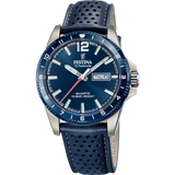 Festina Men's Blue Dial Leather Bracelet Titanium Watch
