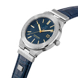 Guy Laroche Sacha Gents Blue Dial Stainless Steel Case Blue Leather Strap Watch