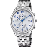 Festina Timeless Chronograph Gents White Dial Stainless Steel Watch