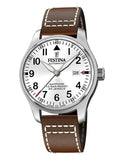 Festina F20151/1 Gents Automatic White Dial Brown Leather Strap Watch