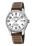Festina F20151/1 Gents Automatic White Dial Brown Leather Strap Watch