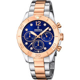 Festina Boyfriend Ladies Blue Dial Two Tone Watch