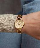 Fossil Carlie ES5375 Side View with Gold-Tone Stainless Steel Case – Blue Salon Qatar