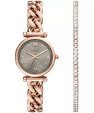 Fossil Carlie Women’s Rose Gold Watch and Crystal Bracelet Gift Set
