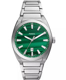 Fossil Everett Men’s Analog Watch with Green Dial & Stainless Steel Bracelet