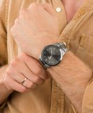 Fossil FS5459 Side View Slim Stainless Case – Blue Salon Qatar