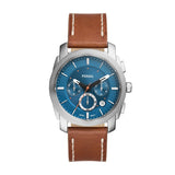 Fossil Machine Men’s Blue Chronograph Watch with Brown Leather Strap
