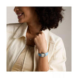 Fossil Harlow ES5405 Side View with Silver Case and Blue Strap – Blue Salon Qatar