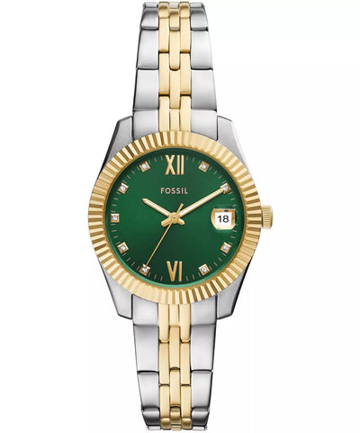 Fossil Scarlette Women’s Analog Watch with Green Dial & Two-Tone Bracelet