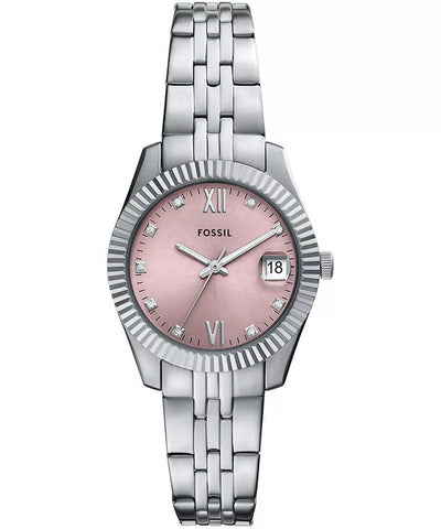 Fossil Scarlette Women’s Silver-Tone Analog Watch with Pink Dial