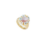 Les Nereides Round Purple Stone And Blue Flower Wedding Cocktail Ring