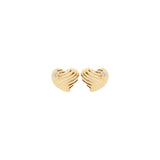 Les Nereides Charms D'Amour Ripple Effect Heart and Cubic Zirconia Clip-On Earrings