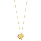 Les Nereides Yellow Heart, Zinnias An Daisies Pendant Necklace