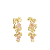 Les Nereides Musée d'Orsay Women's Gold Lotus and Pink Water Lily Dangle Earrings